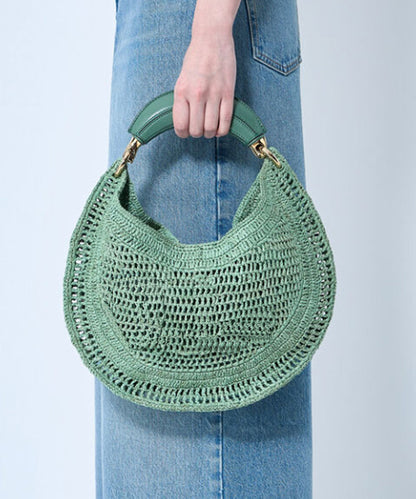 Bolso de mano informal de piel sintética con forma redonda y hueco en marrón