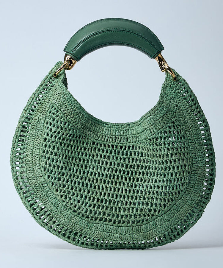 Bolso de mano informal de piel sintética con forma redonda y hueco en marrón