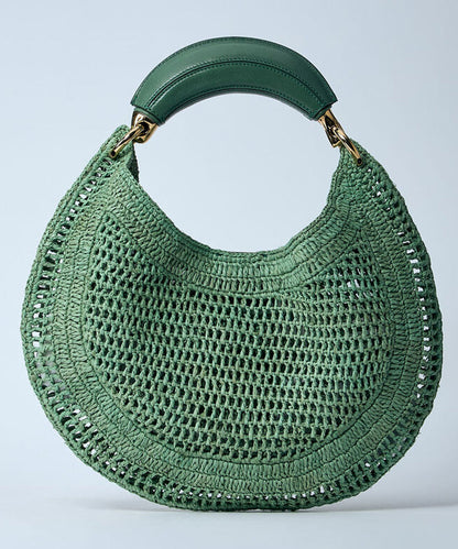 Bolso de mano informal de piel sintética con forma redonda y hueco en marrón