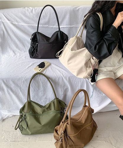 Casual Brown Solid Durable Nylon Shoulder Bags