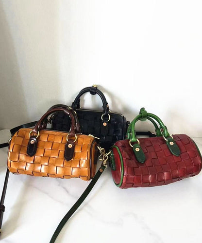 Casual Brown Weave Design Patchwork Leather Micro Bag