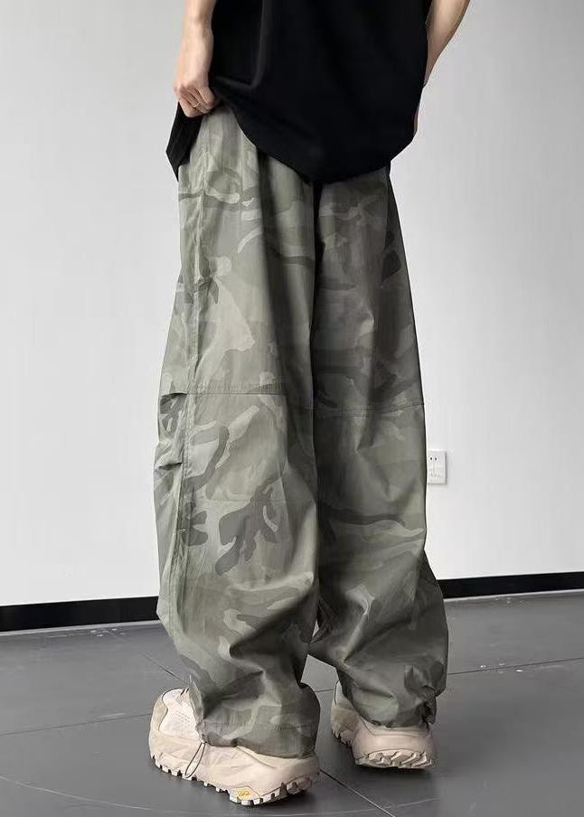 Casual Camouflage Pockets Elastic Waist Cotton Men Pants Summer