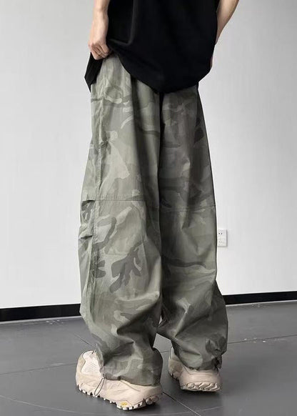 Casual Camouflage Pockets Elastic Waist Cotton Men Pants Summer