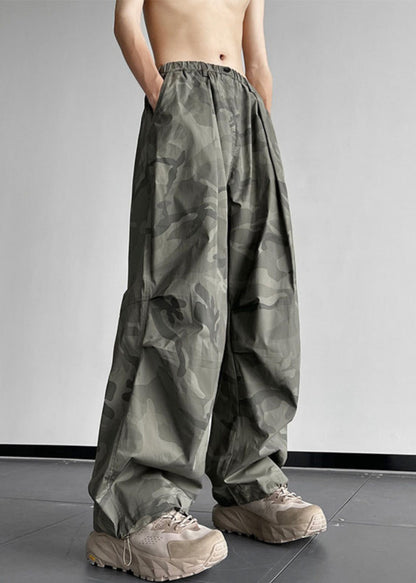 Casual Camouflage Pockets Elastic Waist Cotton Men Pants Summer