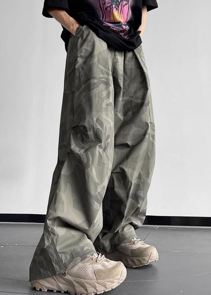 Casual Camouflage Pockets Elastic Waist Cotton Men Pants Summer