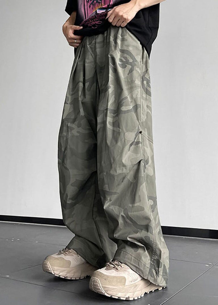 Casual Camouflage Pockets Elastic Waist Cotton Men Pants Summer