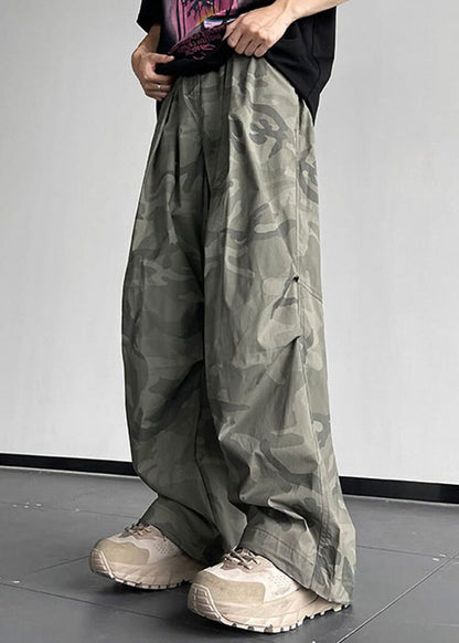 Casual Camouflage Pockets Elastic Waist Cotton Men Pants Summer