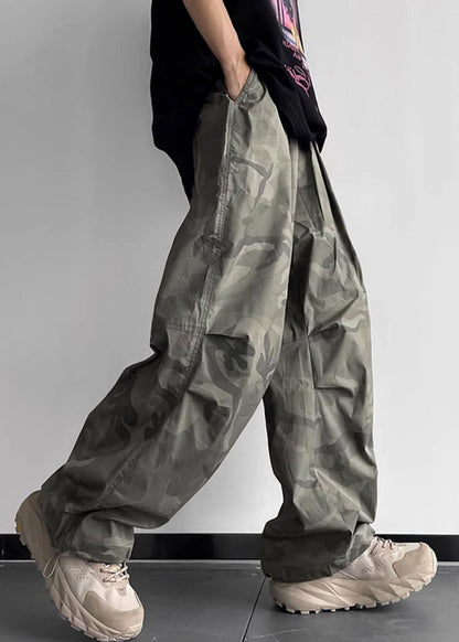 Casual Camouflage Pockets Elastic Waist Cotton Men Pants Summer