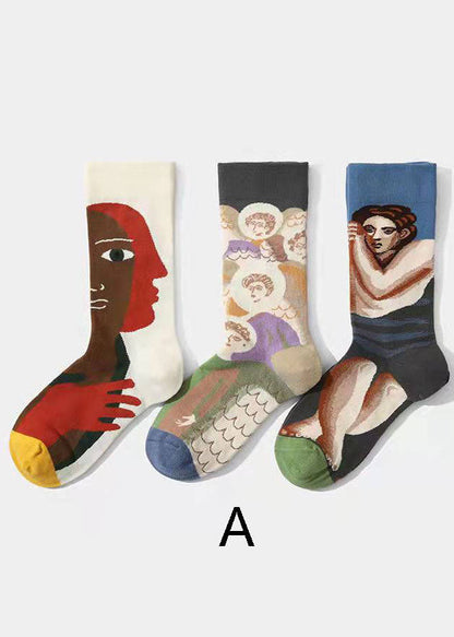 Lässige Crew-Socken aus Baumwolle mit Cartoon-Muster