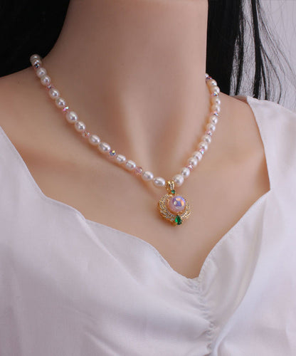 Lässiges Champagner-Sterlingsilber-Charm-Armband mit Perlen und Kristallen