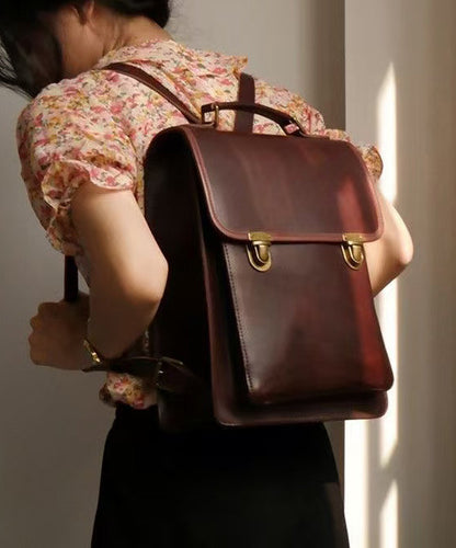 Casual Chocolate Large Capacity Leather Backpack Bag