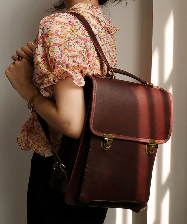 Casual Chocolate Large Capacity Leather Backpack Bag