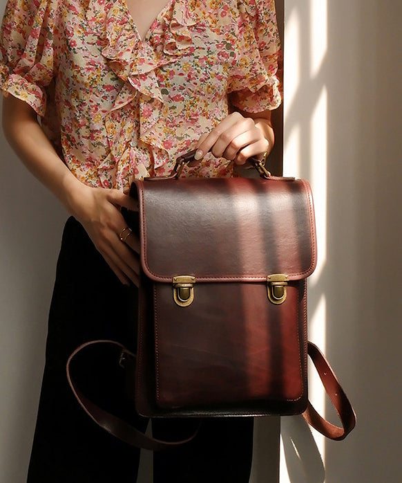 Casual Chocolate Large Capacity Leather Backpack Bag