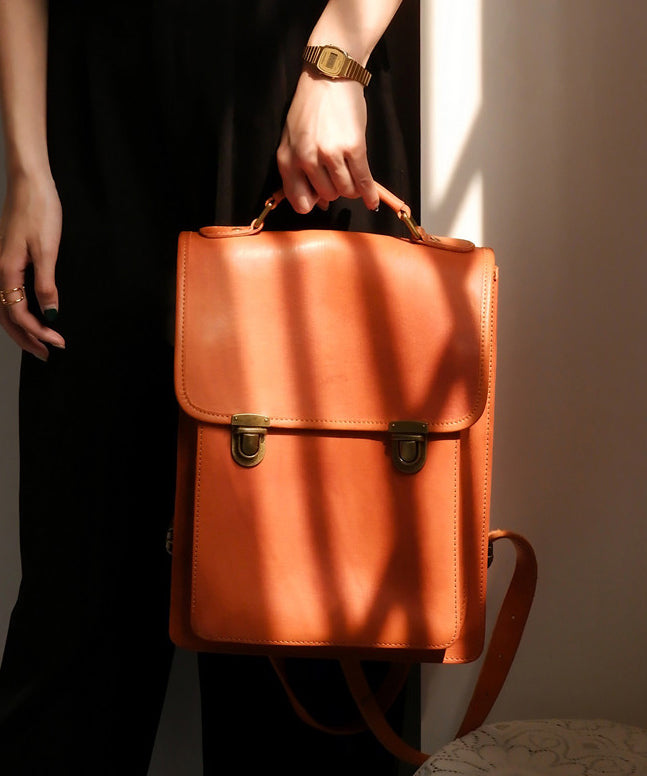 Casual Chocolate Large Capacity Leather Backpack Bag