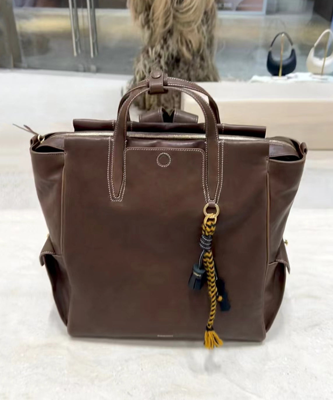 Casual Chocolate Oversize Solid Durable Leather Backpack Bag