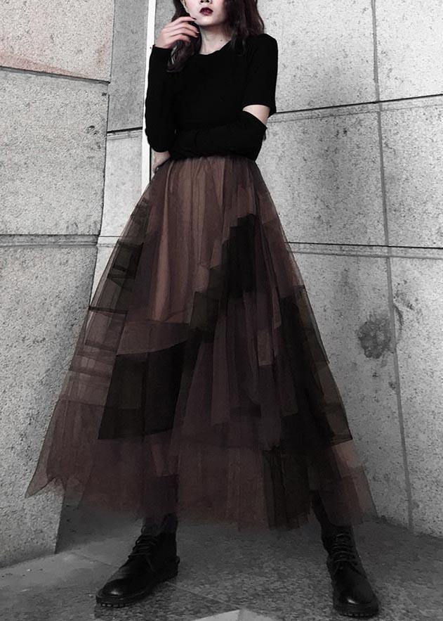 Casual Color block High Waist tulle Skirt Summer - SooLinen