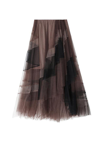 Casual Color block High Waist tulle Skirt Summer - SooLinen