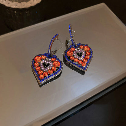 Pendientes colgantes con diseño de circonitas de aleación con bloques de colores casuales