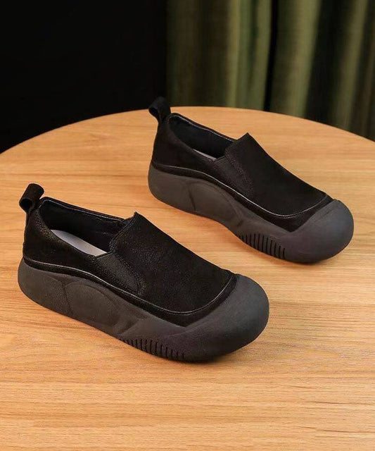 Casual Comfortable Splicing Flat Shoes Black Faux Leather