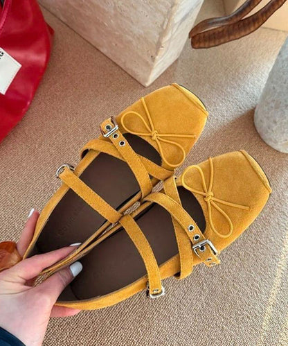 Casual Comfy Cross Strap Bow Splicing Wedge Heel Shoes Red Suede