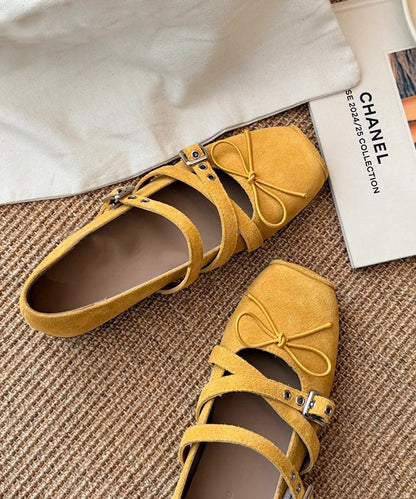 Casual Comfy Cross Strap Bow Splicing Wedge Heel Shoes Red Suede