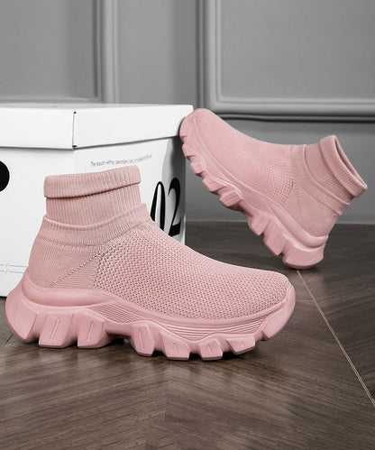 Casual Comfy Splicing Ankle Sport Shoes Purple Knit Fabric