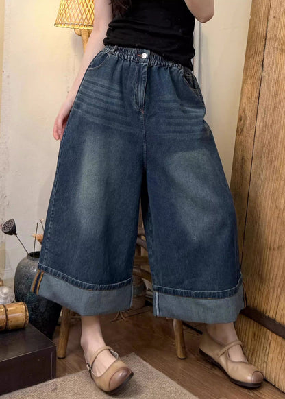 Casual Denim Blue Oversized Wide Leg Pants Summer