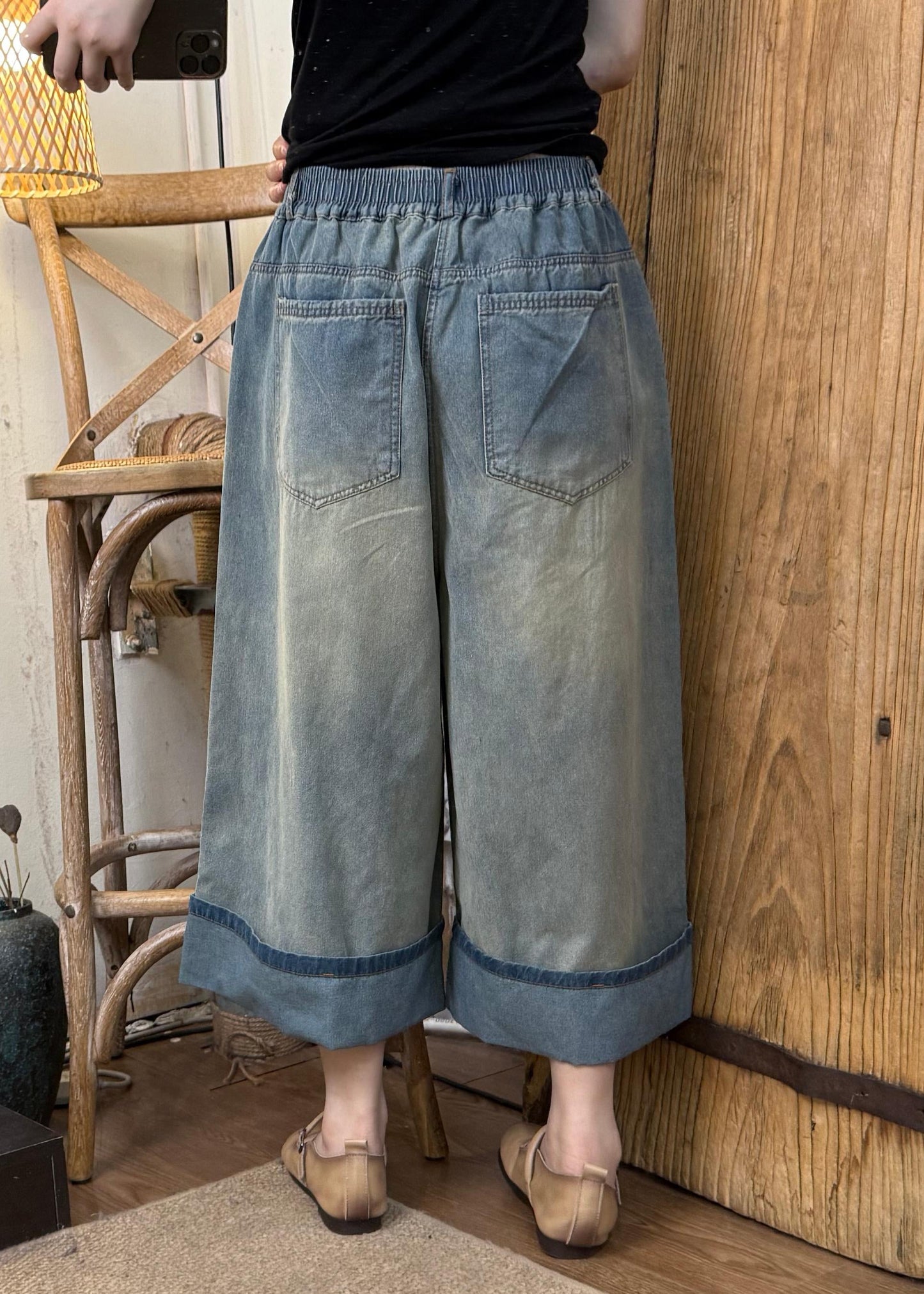 Casual Denim Blue Oversized Wide Leg Pants Summer