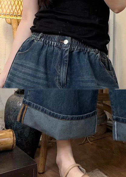 Casual Denim Blue Oversized Wide Leg Pants Summer