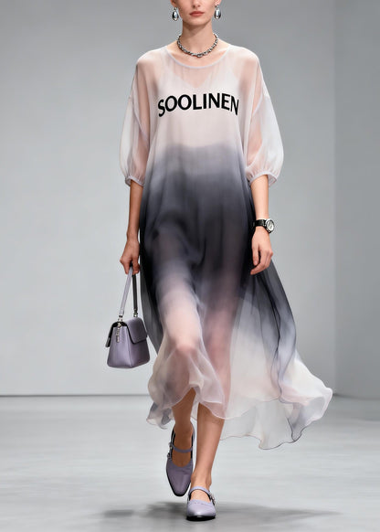 Casual Gradient Color Draping Chiffon Holiday Dress Summer