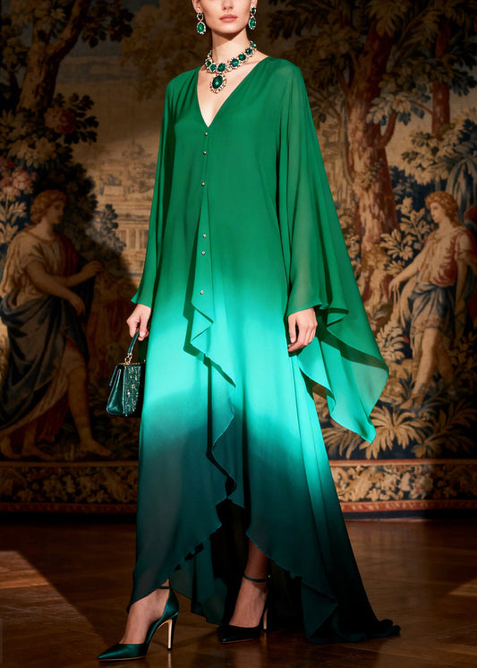 Casual Green Oversized Rhinestone Chiffon Holiday Dress Summer