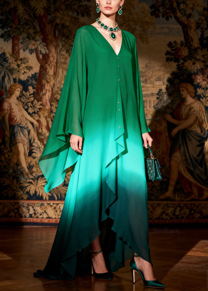 Casual Green Oversized Rhinestone Chiffon Holiday Dress Summer