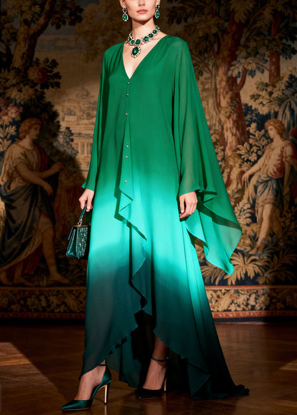 Casual Green Oversized Rhinestone Chiffon Holiday Dress Summer