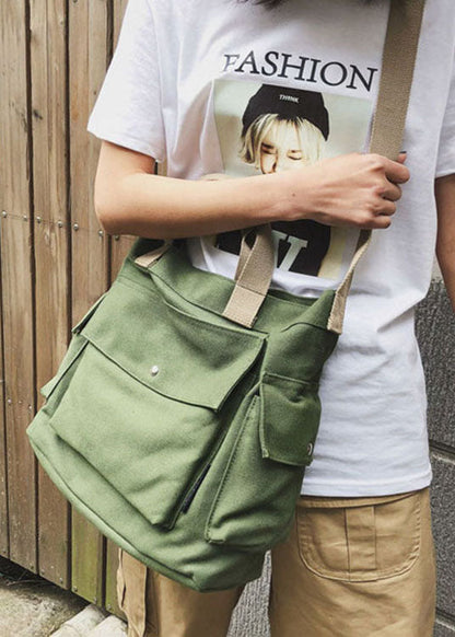 Lässige grüne Messenger Bag aus festem Canvas