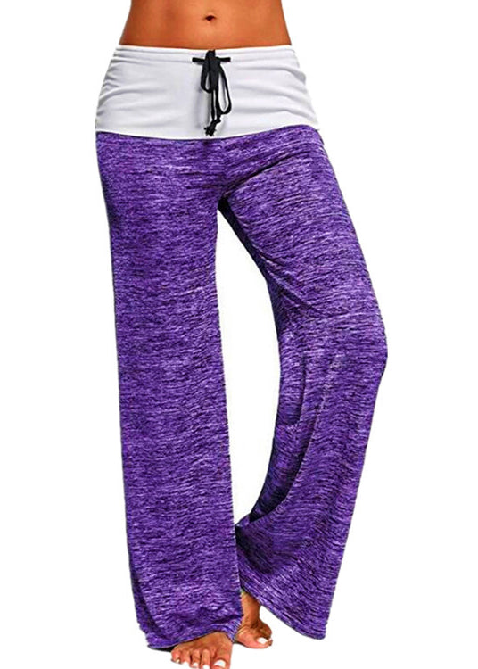 Casual Grey Drawstring Patchwork Cotton Pants Summer