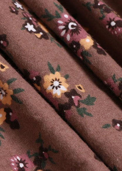 Casual Grey Pockets Print Fall A Line Skirt - SooLinen