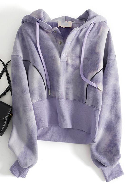 Sudadera informal con capucha y cordón con efecto tie-dye en gris para primavera