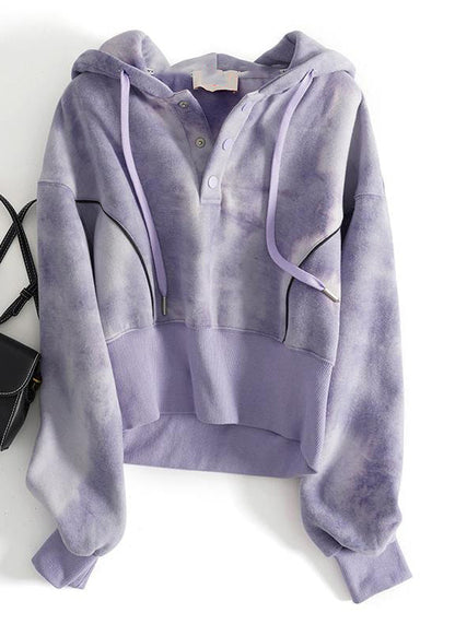Sudadera informal con capucha y cordón con efecto tie-dye en gris para primavera