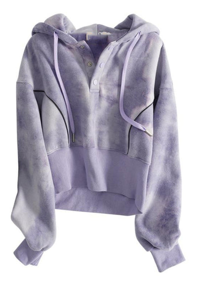 Sudadera informal con capucha y cordón con efecto tie-dye en gris para primavera