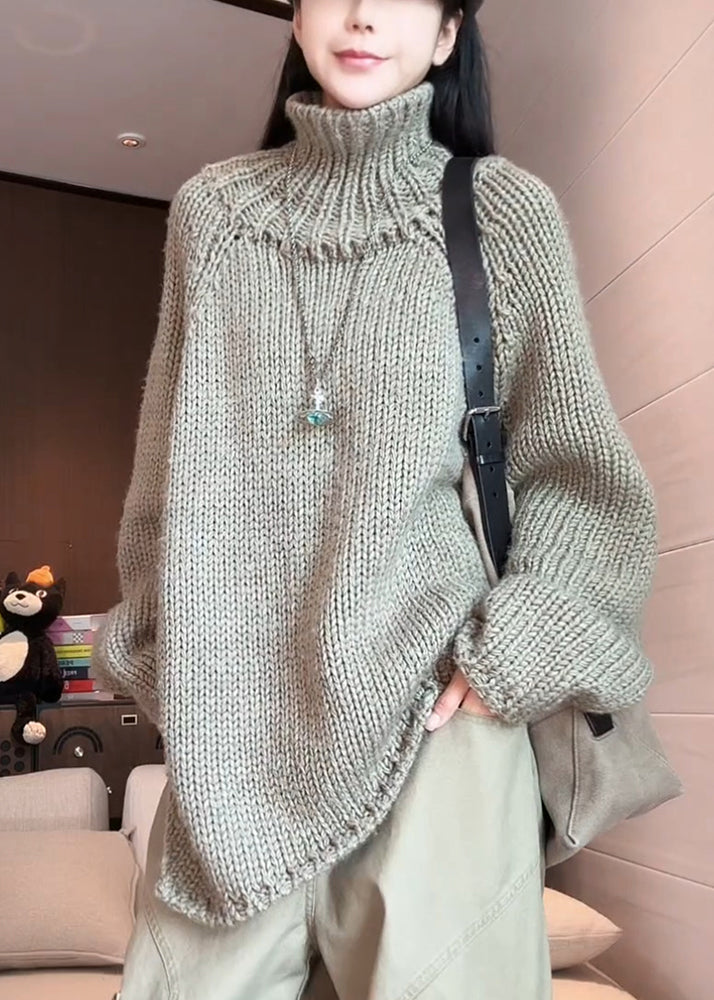 Lässige graue Rollkragenpullover aus kuscheligem Baumwollstrick für den Winter