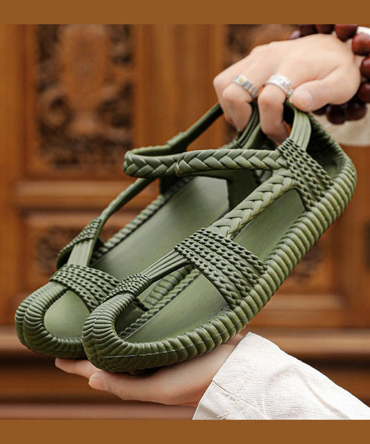 Lässige Hollow Out Splicing Sandalen Armeegrün