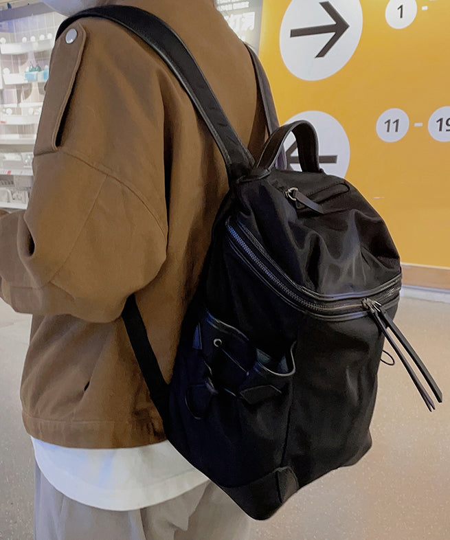 Lässiger khakifarbener Nylon-Rucksack mit großem Fassungsvermögen