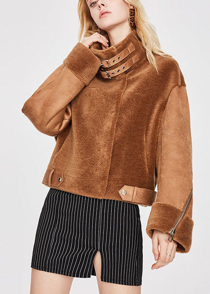 Lässiger Khaki Dicker Wintermantel mit Reißverschluss