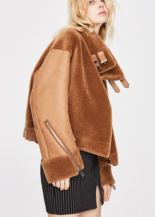 Lässiger Khaki Dicker Wintermantel mit Reißverschluss