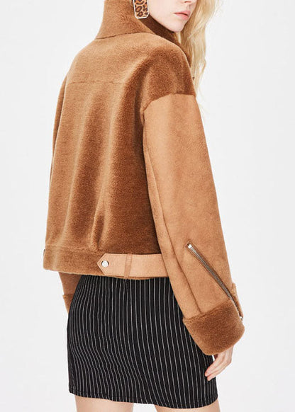 Lässiger Khaki Dicker Wintermantel mit Reißverschluss