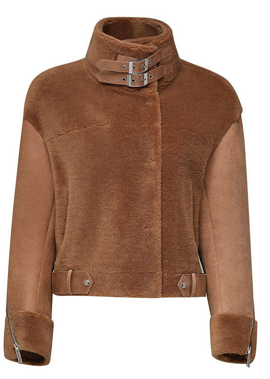 Lässiger Khaki Dicker Wintermantel mit Reißverschluss