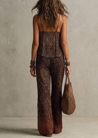 Casual Leopard UPF 50+ And Jumpsuit Two Pieces Set Long Sleeve