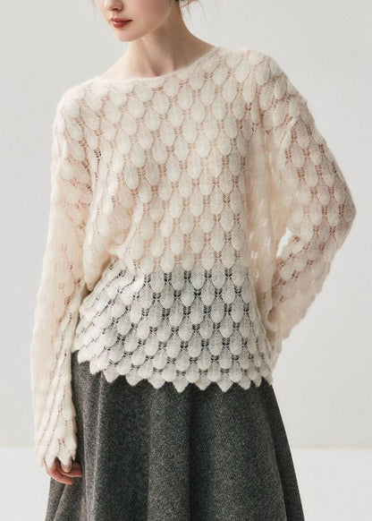 Suéter informal de punto de algodón azul claro con cuello oblicuo y aberturas para primavera