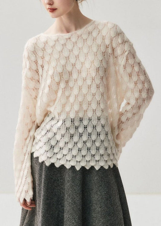 Suéter informal de punto de algodón azul claro con cuello oblicuo y aberturas para primavera