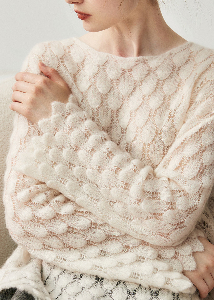 Suéter informal de punto de algodón azul claro con cuello oblicuo y aberturas para primavera